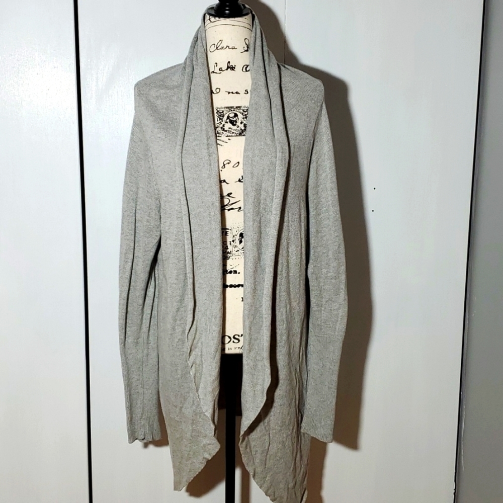 Leith- Womens Light Gray Longline Open Cardigan Neutral Minimalist Sz.XL
